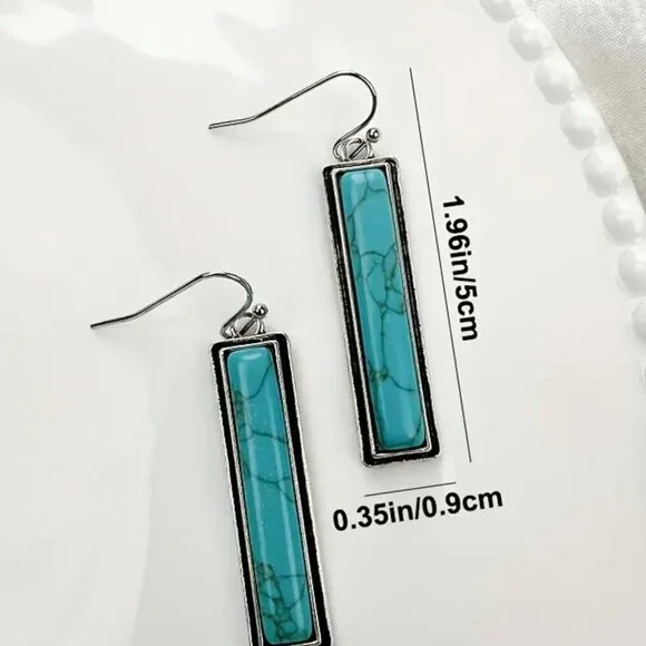 NEW Pair of vintage style BOHO earrings, dangle turquoise earrings, western - Picture 3 of 4